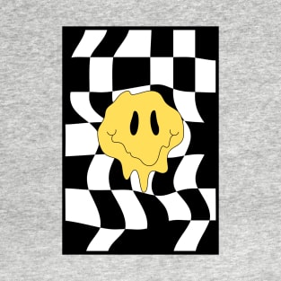 Trippy distorted smiley face and checkers T-Shirt